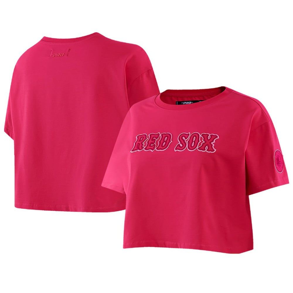 Boston Red Sox Pro Standard Women's Triple Pink Boxy Cropped T-Shirt - Pink - MLB Lifestyle
