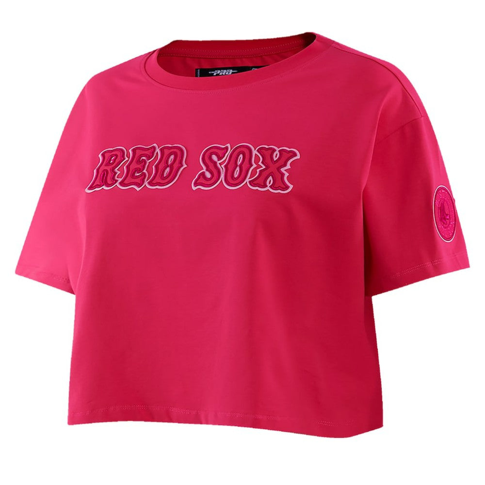 Boston Red Sox Pro Standard Women's Triple Pink Boxy Cropped T-Shirt - Pink - MLB Lifestyle