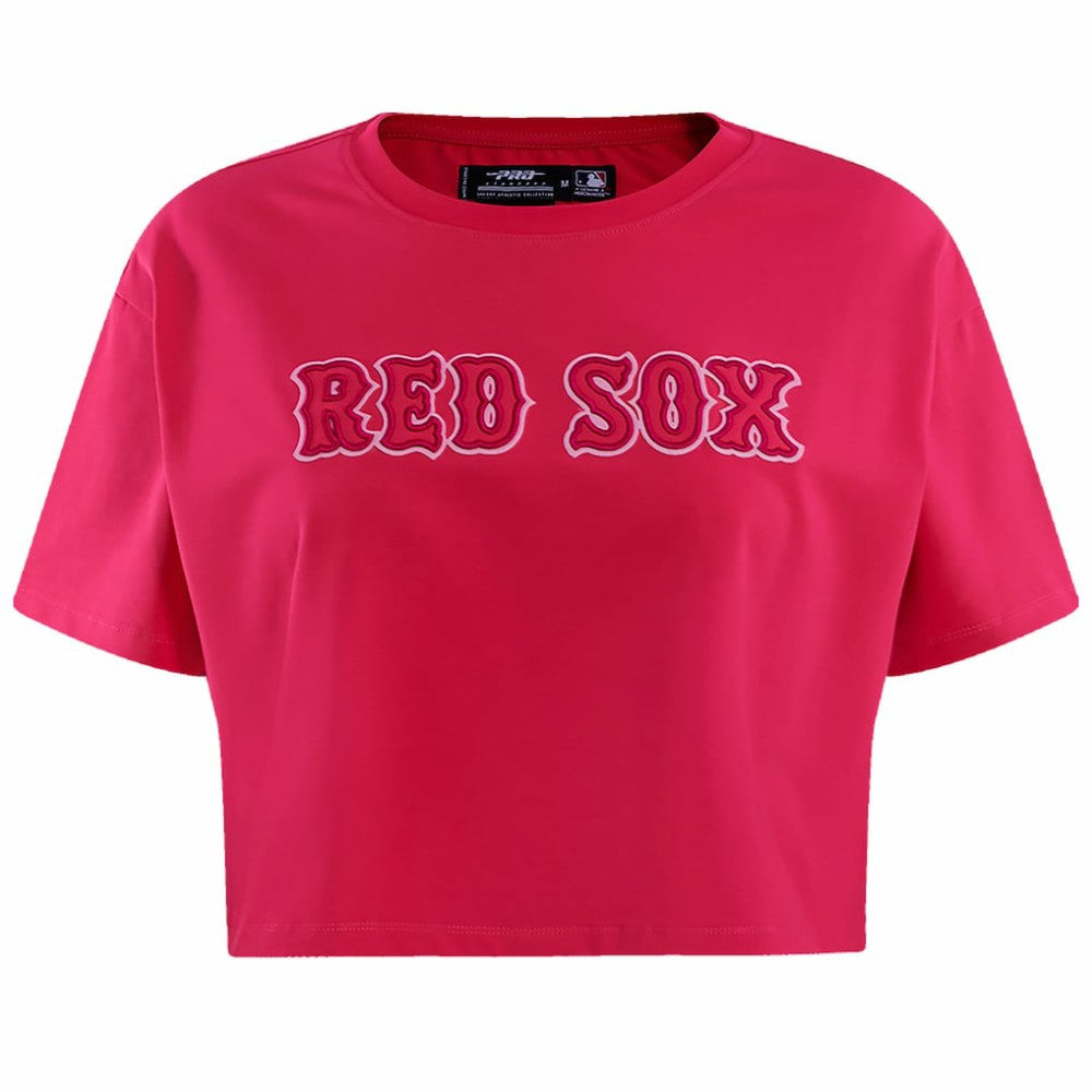 Boston Red Sox Pro Standard Women's Triple Pink Boxy Cropped T-Shirt - Pink - MLB Lifestyle