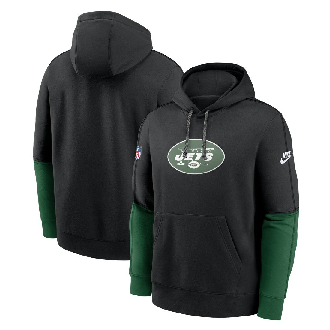 Nike New York Jets Throwback Logo Club Tri-Blend Pullover Hoodie Black