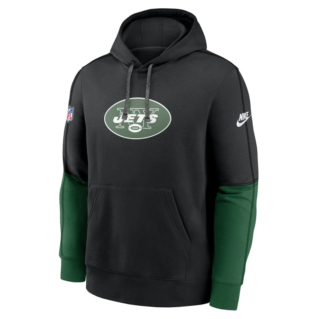 Nike New York Jets Throwback Logo Club Tri-Blend Pullover Hoodie Black