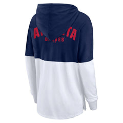 Atlanta Braves Fanatics Women's Backup Option Pullover Hoodie - Navy/White - Fanatics Sale