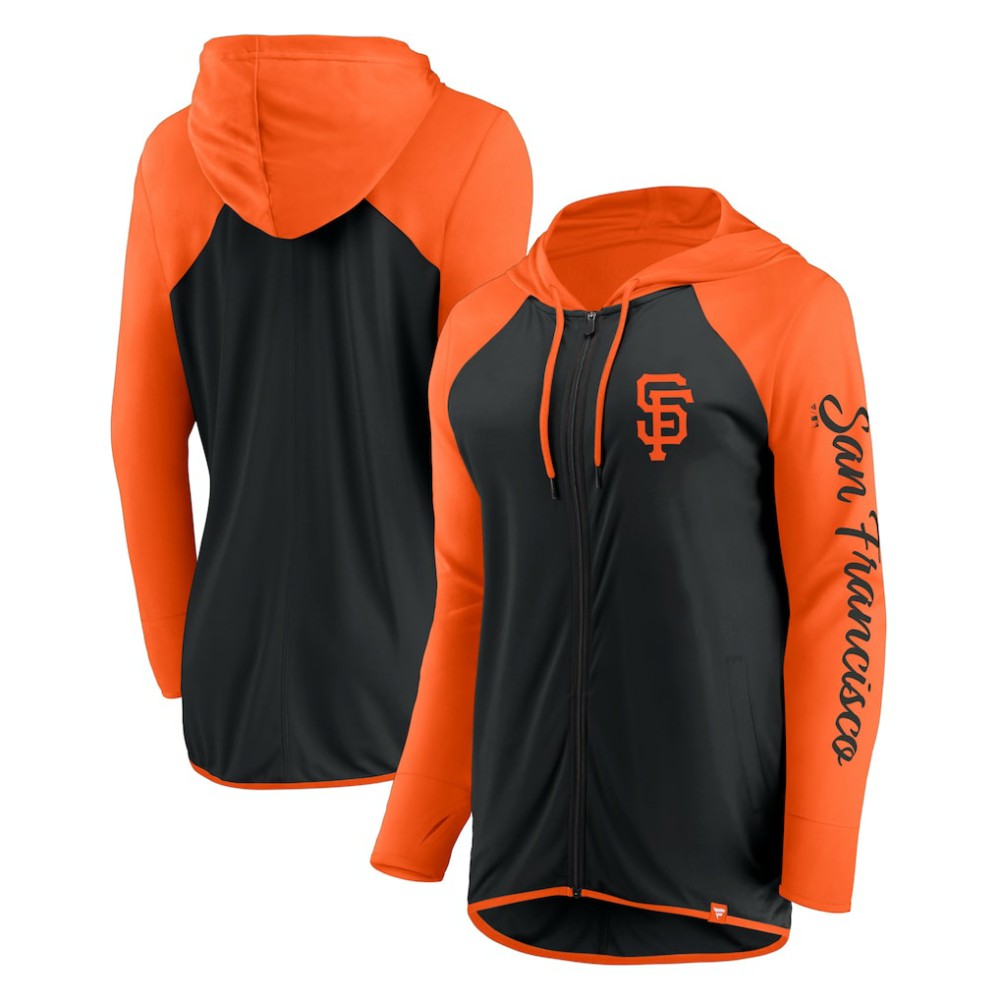 San Francisco Giants Fanatics Women's Script Sleeve Full-Zip Hoodie - Black/Orange - Fanatics on Sale