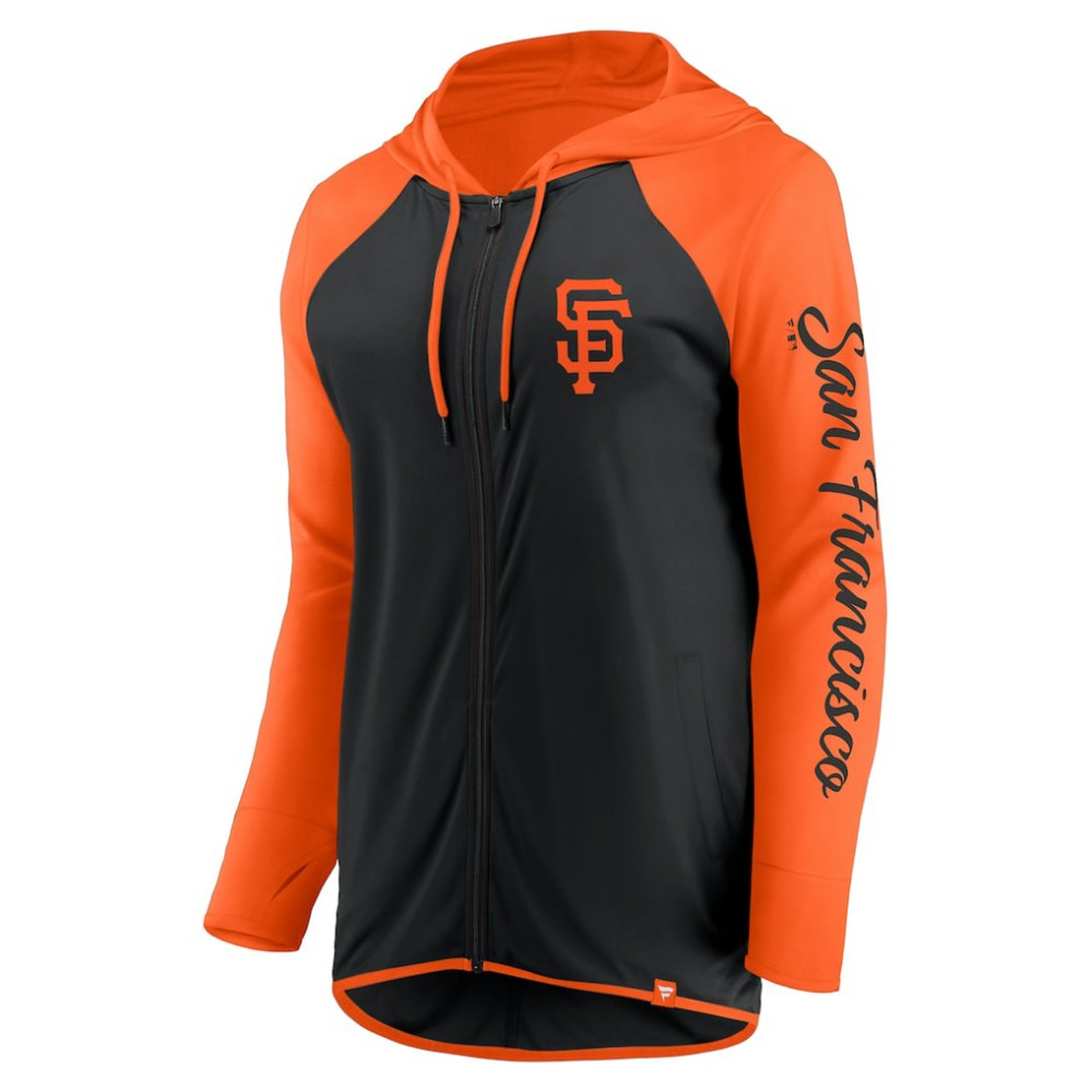 San Francisco Giants Fanatics Women's Script Sleeve Full-Zip Hoodie - Black/Orange - Fanatics on Sale