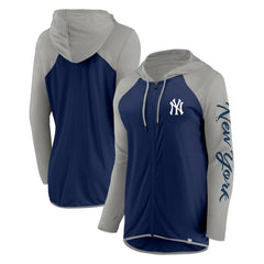 New York Yankees Fanatics Women's Script Sleeve Full-Zip Hoodie - Navy/Gray - Fanatics Discount