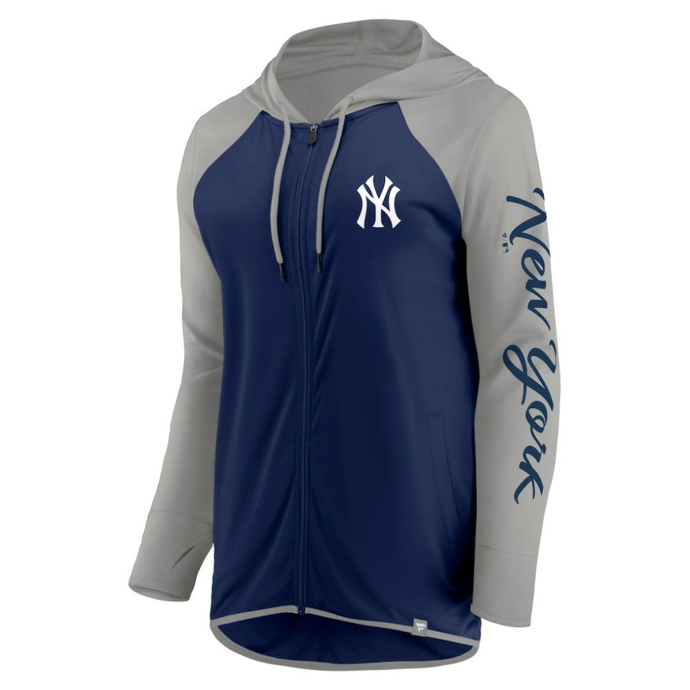 New York Yankees Fanatics Women's Script Sleeve Full-Zip Hoodie - Navy/Gray - Fanatics Discount