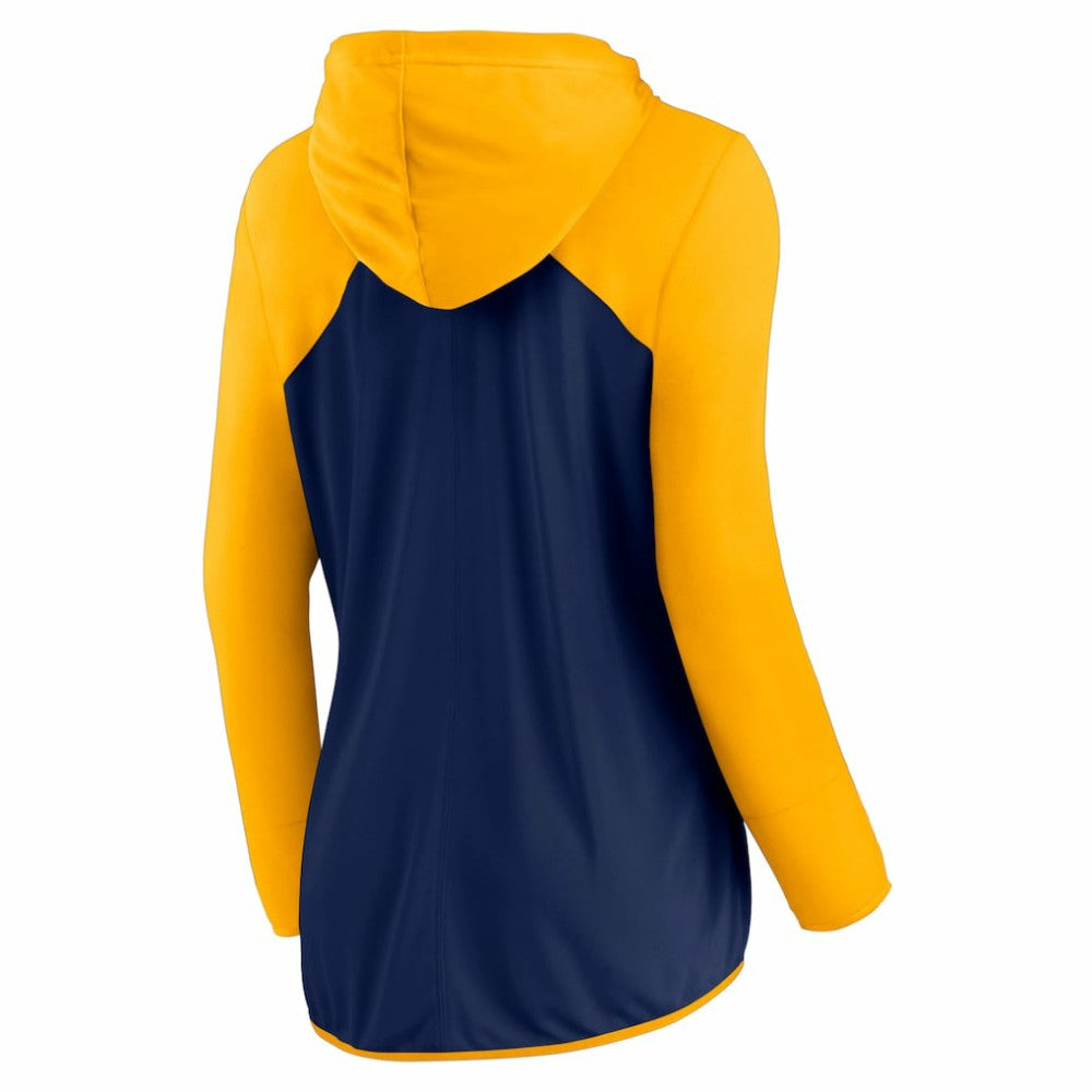 Milwaukee Brewers Fanatics Women's Script Sleeve Full-Zip Hoodie - Navy/Gold - Fanatics Discount