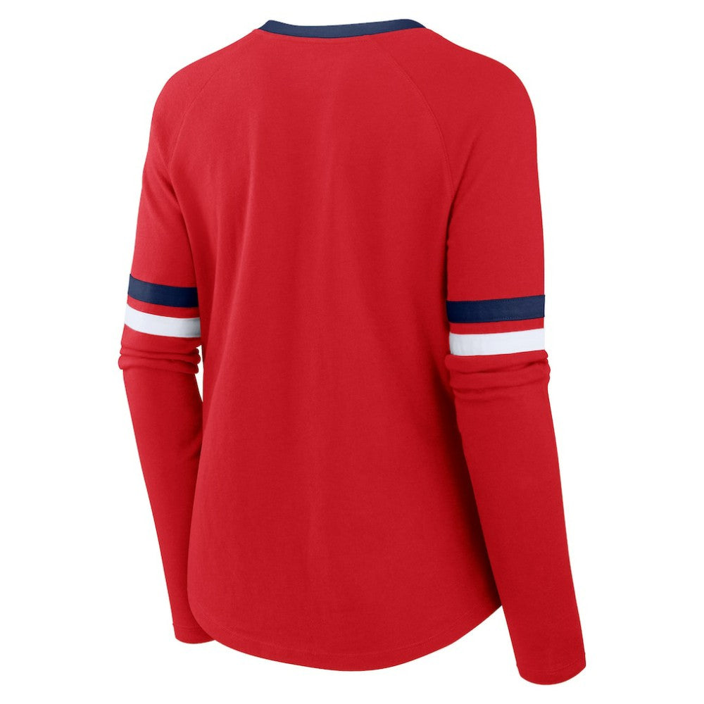 St. Louis Cardinals Fanatics Women's Won & Done Raglan Lace-Up Long Sleeve T-Shirt - Red - Fanatics Discount