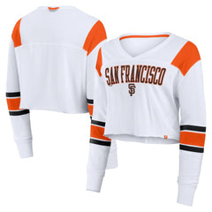San Francisco Giants Fanatics Women's Stretch Cropped Fashion Long Sleeve T-Shirt - White - Fanatics Online