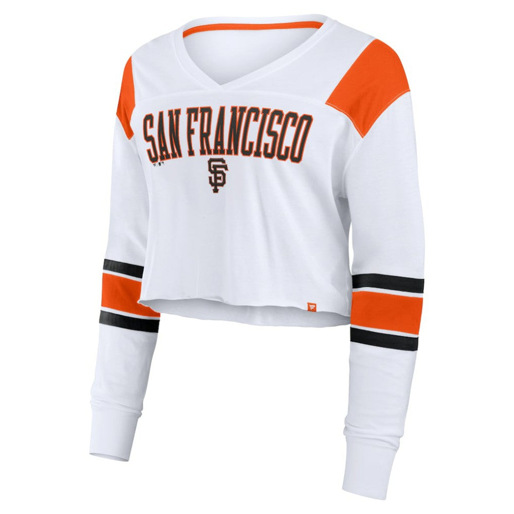 San Francisco Giants Fanatics Women's Stretch Cropped Fashion Long Sleeve T-Shirt - White - Fanatics Online