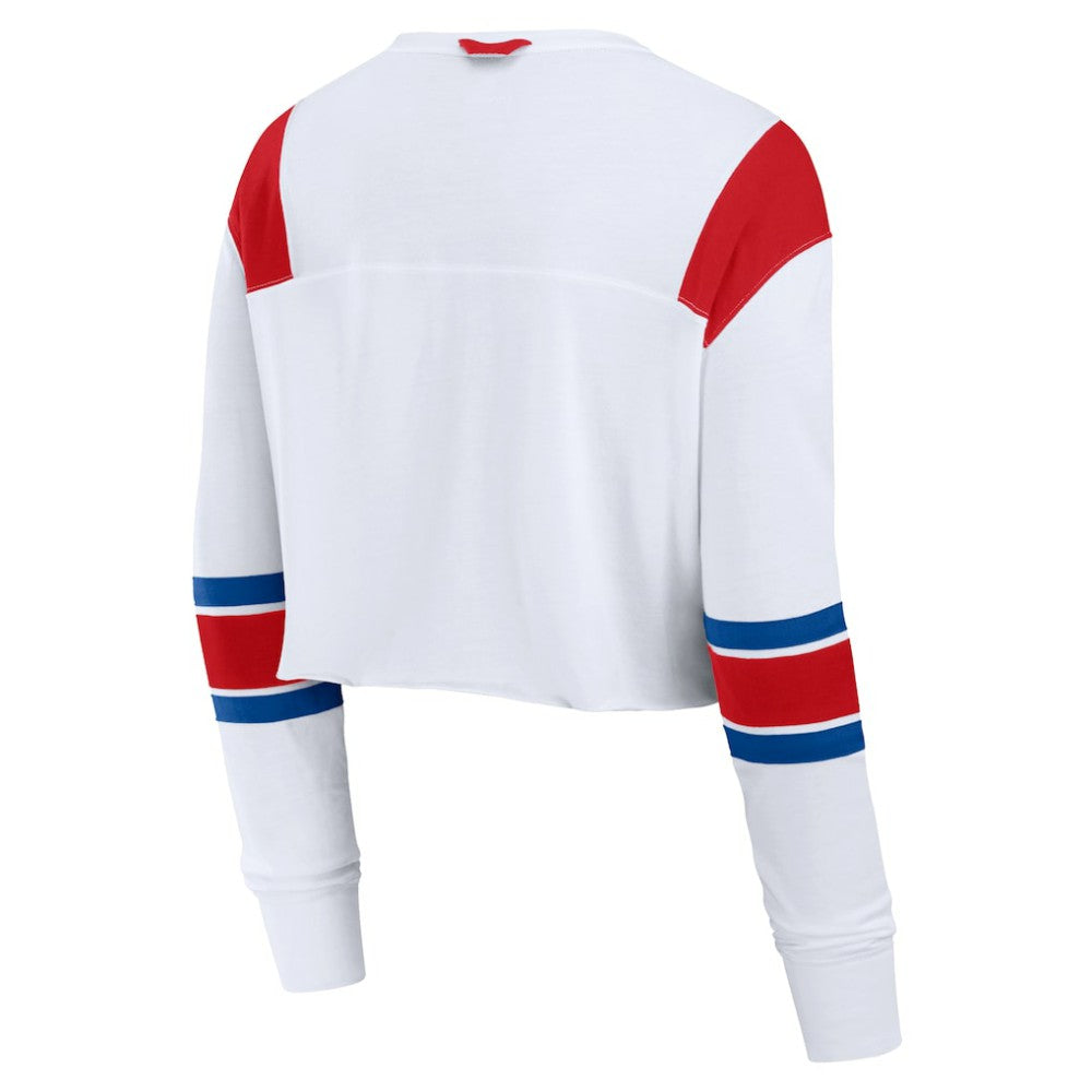 Philadelphia Phillies Fanatics Women's Stretch Cropped Fashion Long Sleeve T-Shirt - White - Fanatics Online