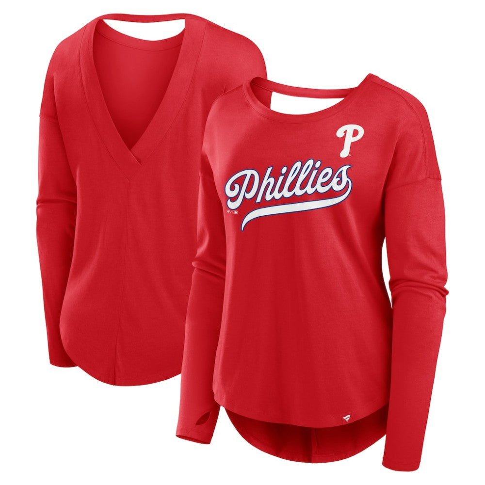 Philadelphia Phillies Fanatics Women's Core Boat Neck Long Sleeve T-Shirt  - Red - Fanatics Online