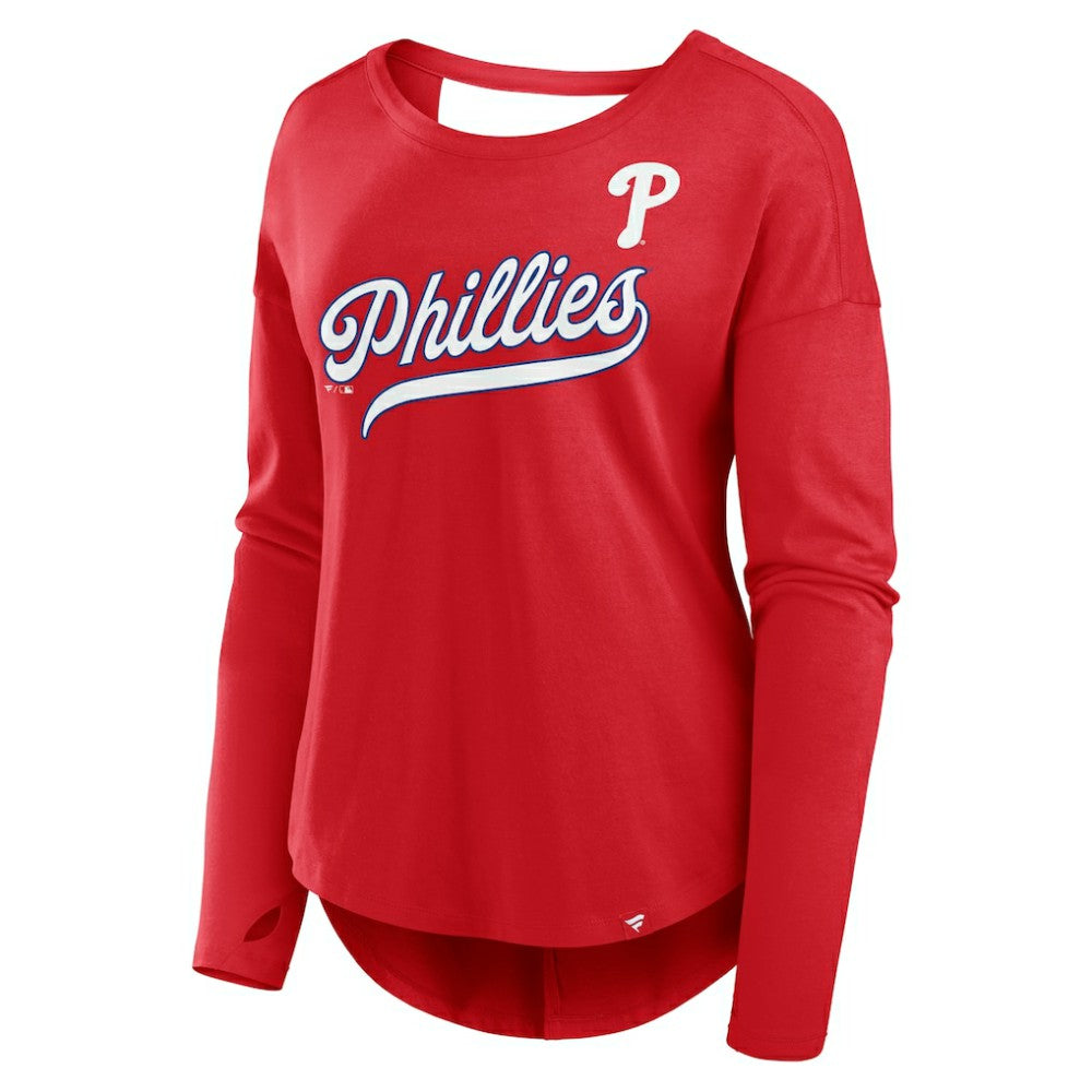 Philadelphia Phillies Fanatics Women's Core Boat Neck Long Sleeve T-Shirt  - Red - Fanatics Online