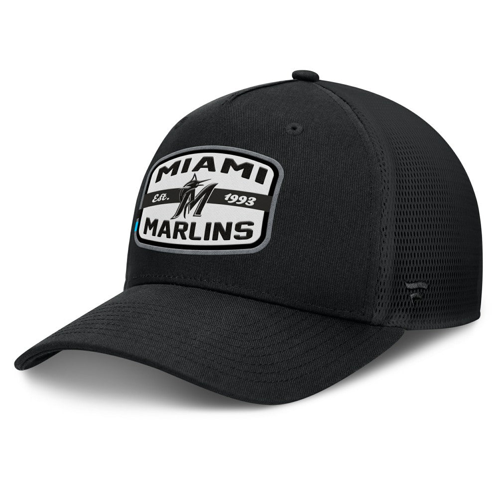 Miami Marlins Fanatics Team Patch A-Frame Trucker Snapback Hat - Black - Fanatics Sale