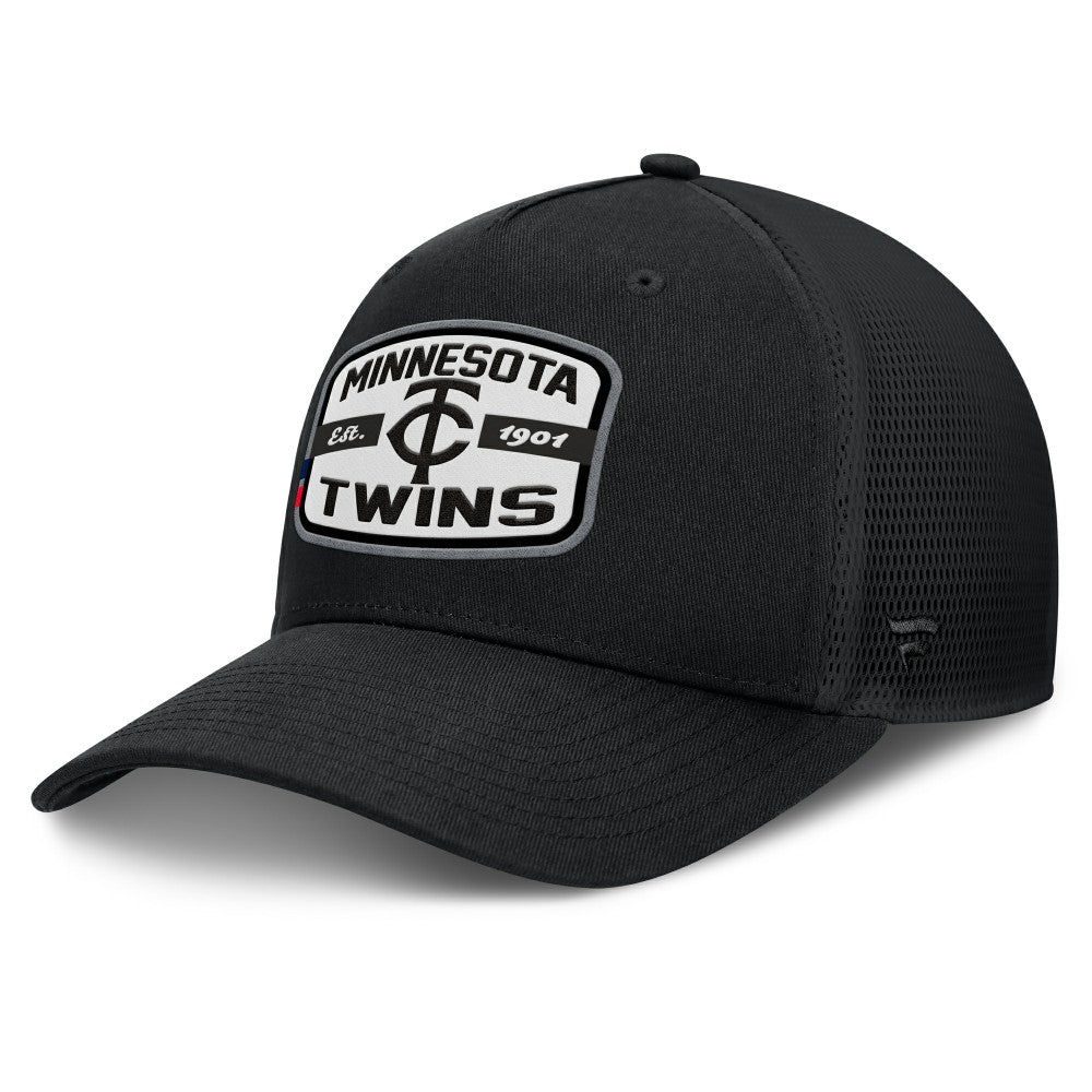Minnesota Twins Fanatics Team Patch A-Frame Trucker Snapback Hat - Black - Fanatics Discount