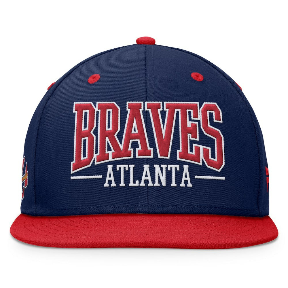 Atlanta Braves Fanatics Fundamental Bold Snapback Hat - Navy/Red - Fanatics Discount