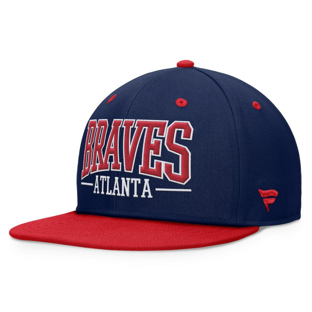 Atlanta Braves Fanatics Fundamental Bold Snapback Hat - Navy/Red - Fanatics Discount