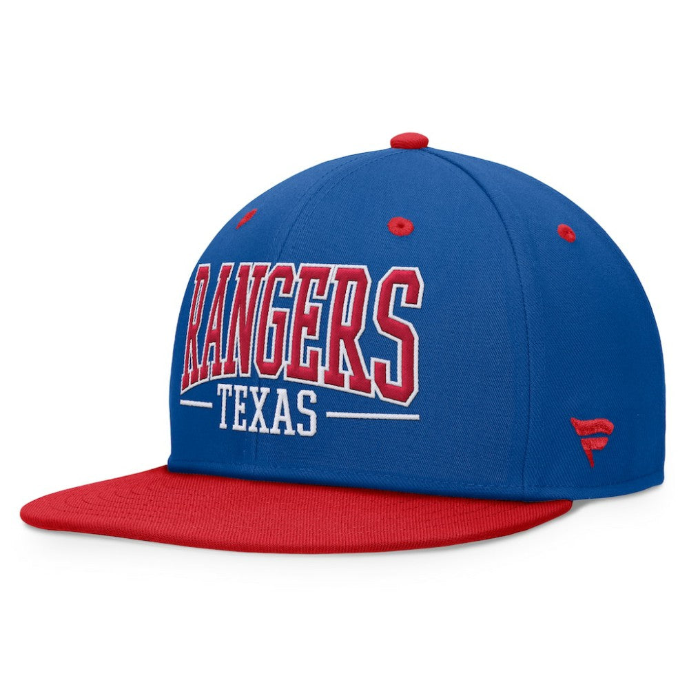 Texas Rangers Fanatics Fundamental Bold Snapback Hat - Royal/Red - Fanatics Discount