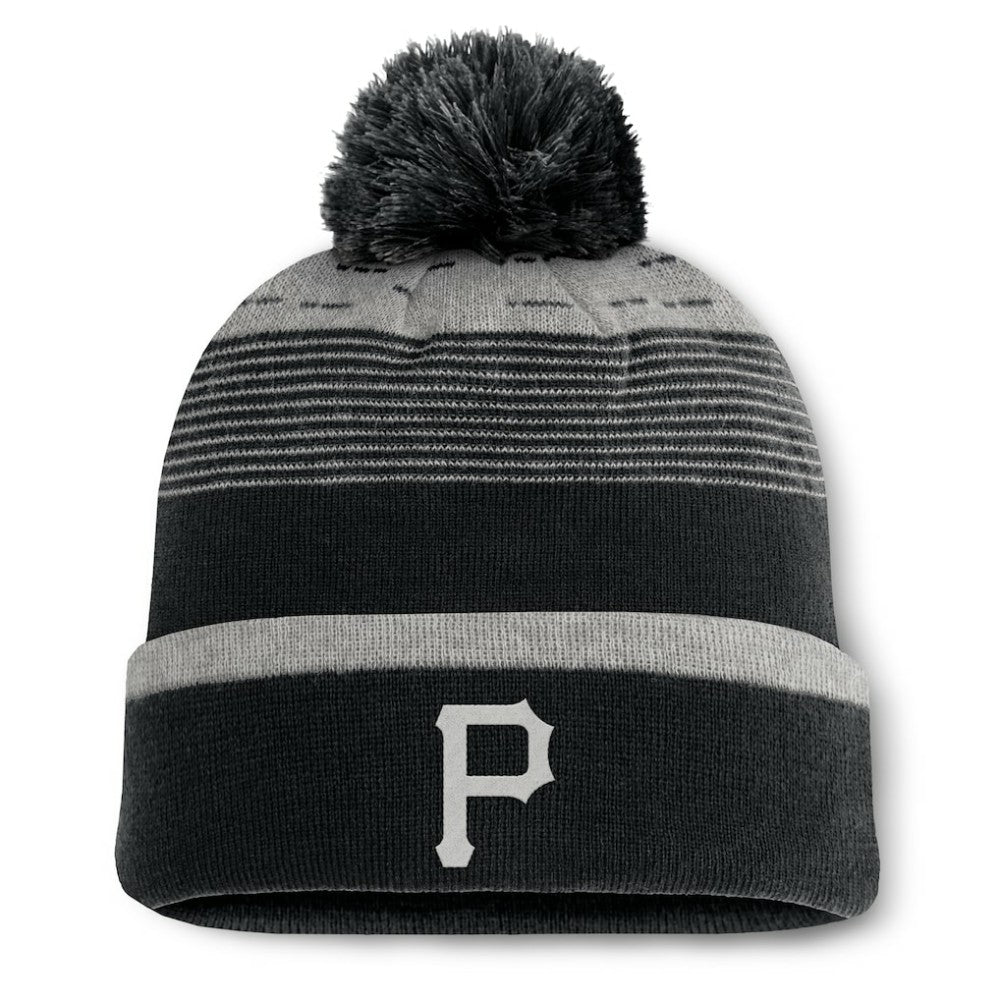 Pittsburgh Pirates Fanatics Fundamental Gradient Cuffed Knit Hat with Pom - Black - Fanatics Lifestyle