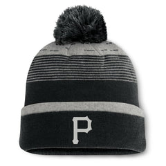 Pittsburgh Pirates Fanatics Fundamental Gradient Cuffed Knit Hat with Pom - Black - Fanatics Lifestyle