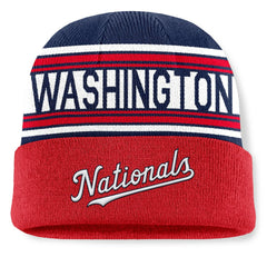 Washington Nationals Fanatics Fundamental Team Stripe Cuffed Knit Hat - Red - Fanatics Discount