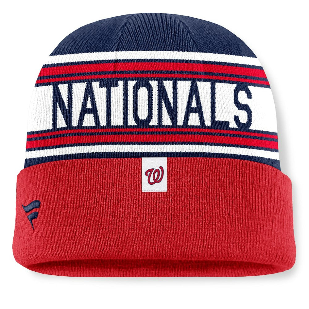 Washington Nationals Fanatics Fundamental Team Stripe Cuffed Knit Hat - Red - Fanatics Discount