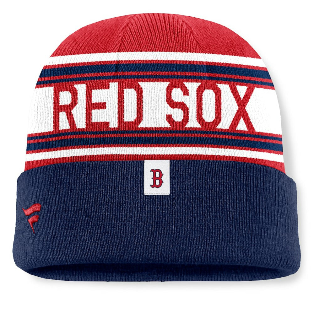 Boston Red Sox Fanatics Fundamental Team Stripe Cuffed Knit Hat - Navy - Fanatics Online