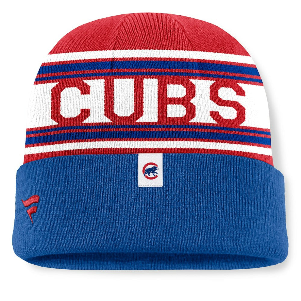 Chicago Cubs Fanatics Fundamental Team Stripe Cuffed Knit Hat - Royal - Fanatics Lifestyle
