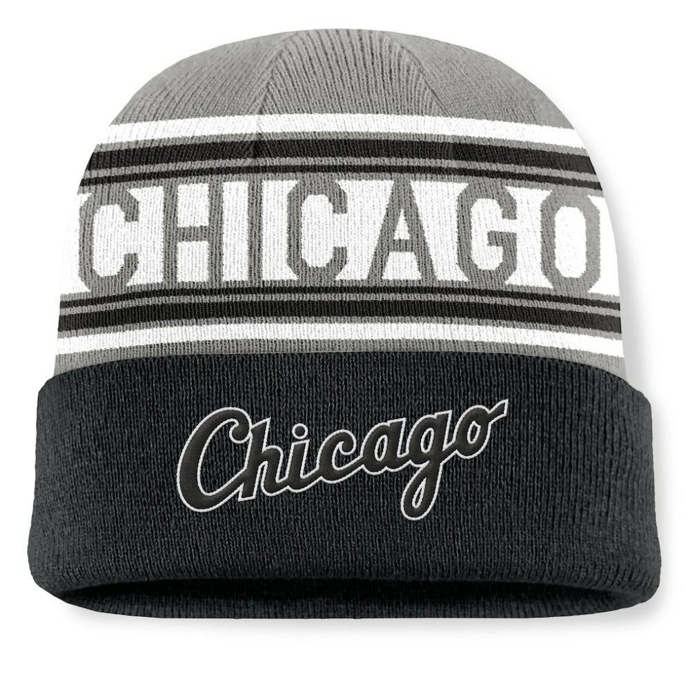 Chicago White Sox Fanatics Fundamental Team Stripe Cuffed Knit Hat - Black - Fanatics on Sale