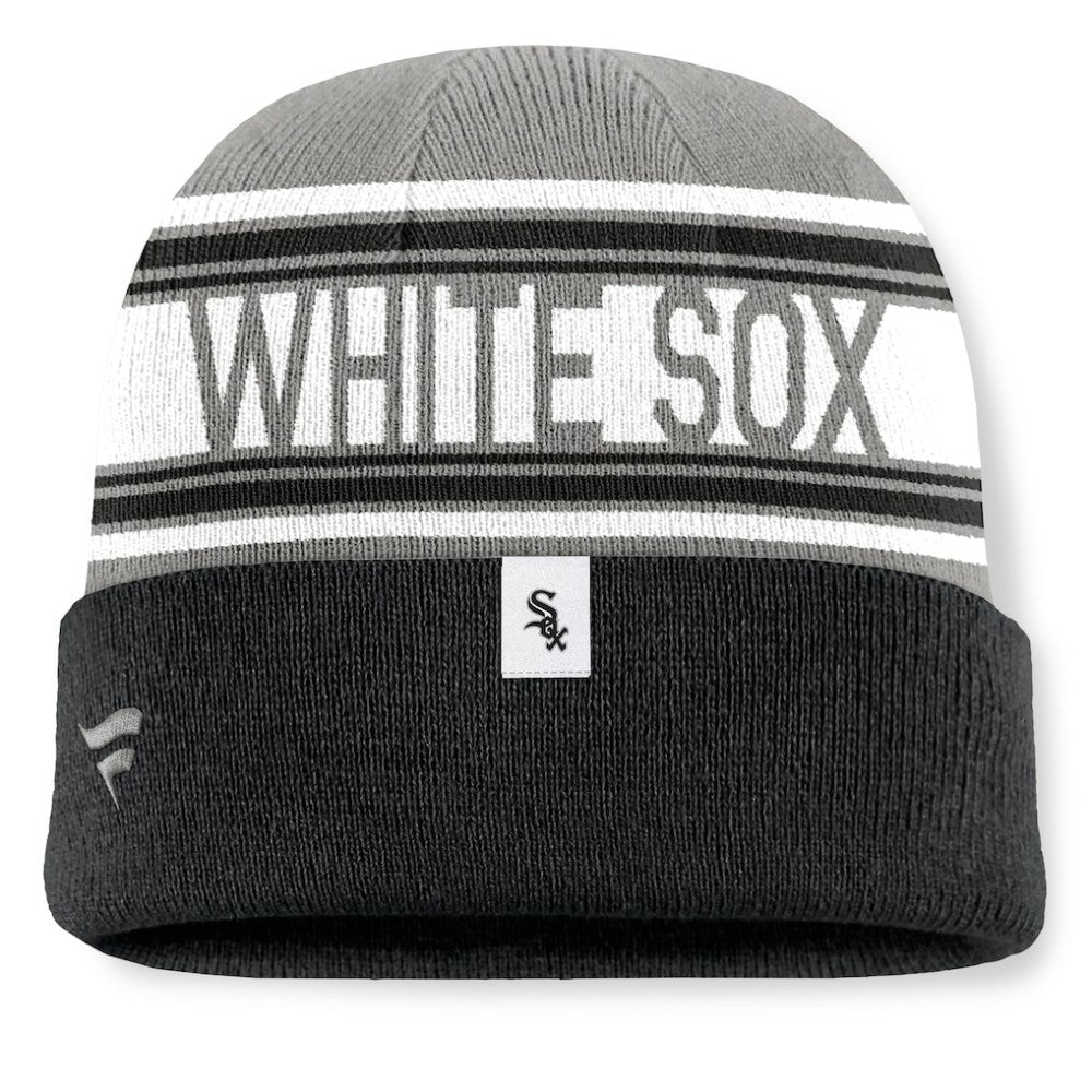 Chicago White Sox Fanatics Fundamental Team Stripe Cuffed Knit Hat - Black - Fanatics on Sale