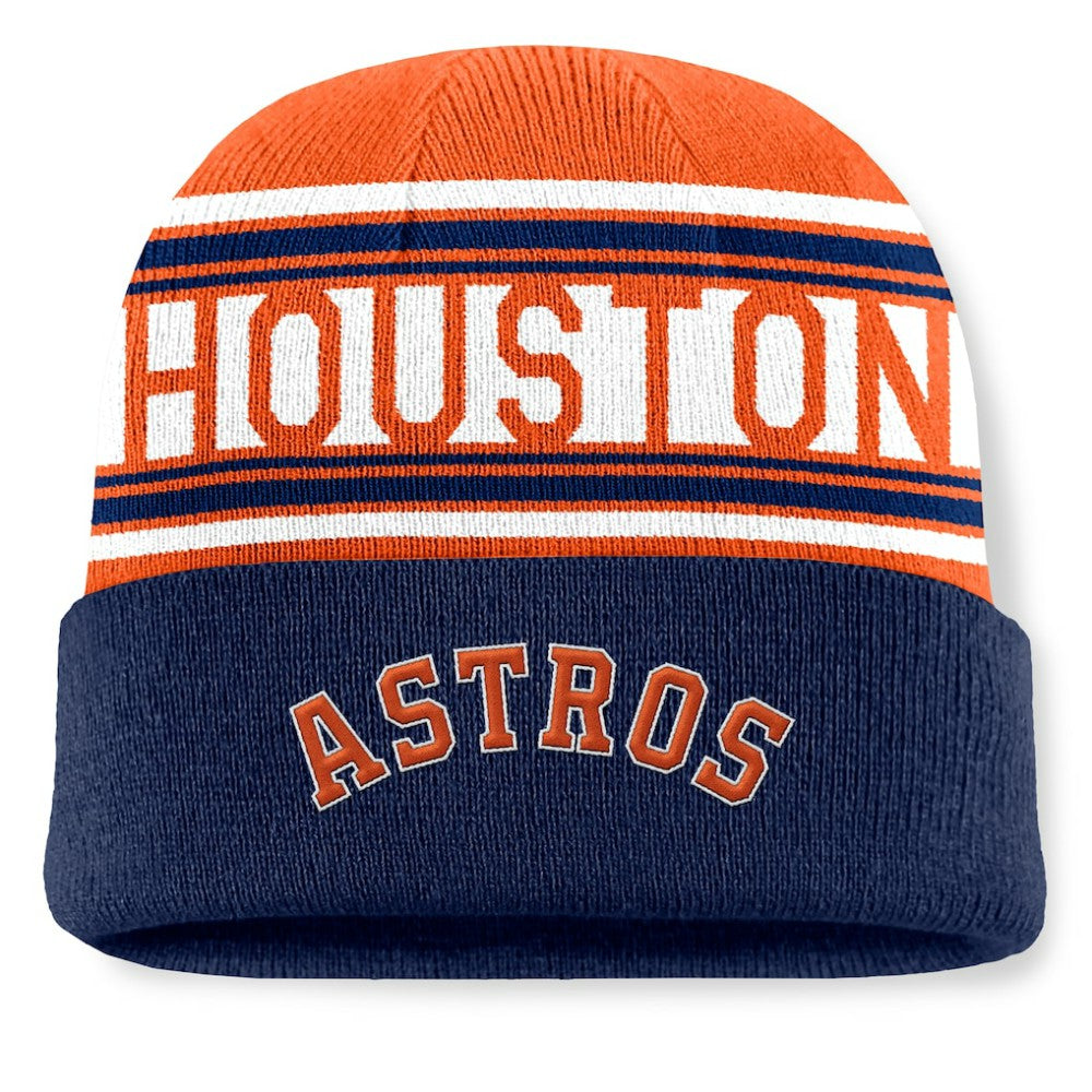 Houston Astros Fanatics Fundamental Team Stripe Cuffed Knit Hat - Navy - Fanatics Online