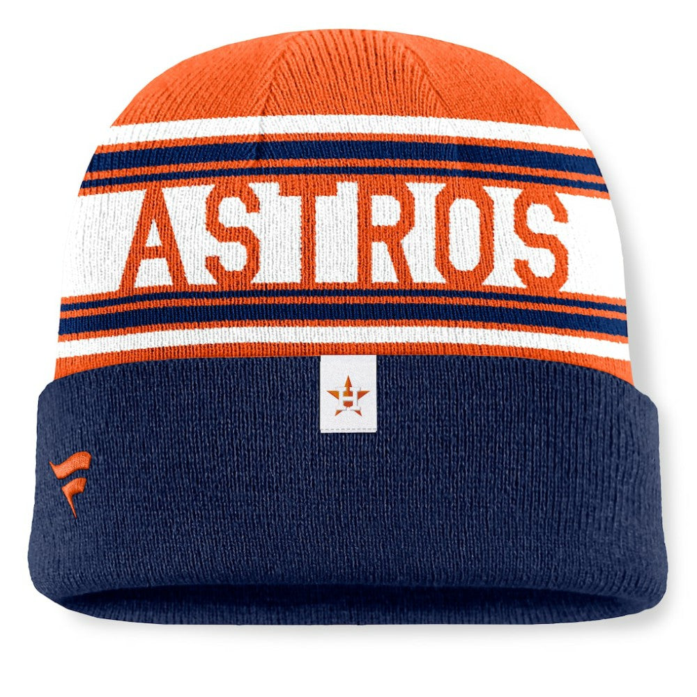 Houston Astros Fanatics Fundamental Team Stripe Cuffed Knit Hat - Navy - Fanatics Online