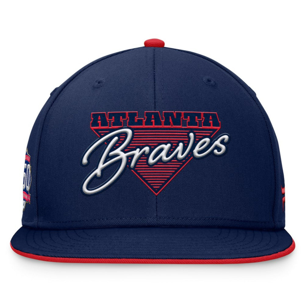 Atlanta Braves Fanatics Fundamental Tri-Script Fitted Hat - Navy - Fanatics on Sale