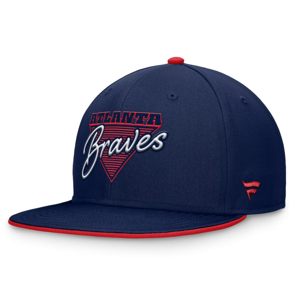 Atlanta Braves Fanatics Fundamental Tri-Script Fitted Hat - Navy - Fanatics on Sale