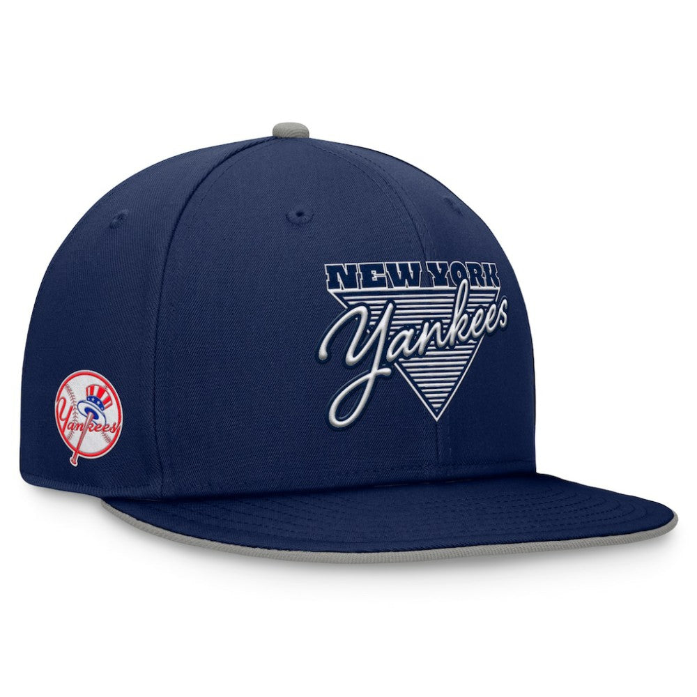 New York Yankees Fanatics Fundamental Tri-Script Fitted Hat - Navy - Fanatics on Sale