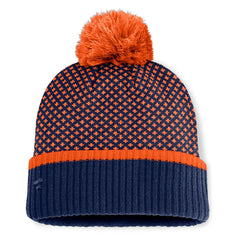 Houston Astros Fanatics Women's Fundamental Jacquard Cuffed Knit Hat with Pom - Navy - Fanatics Lifestyle
