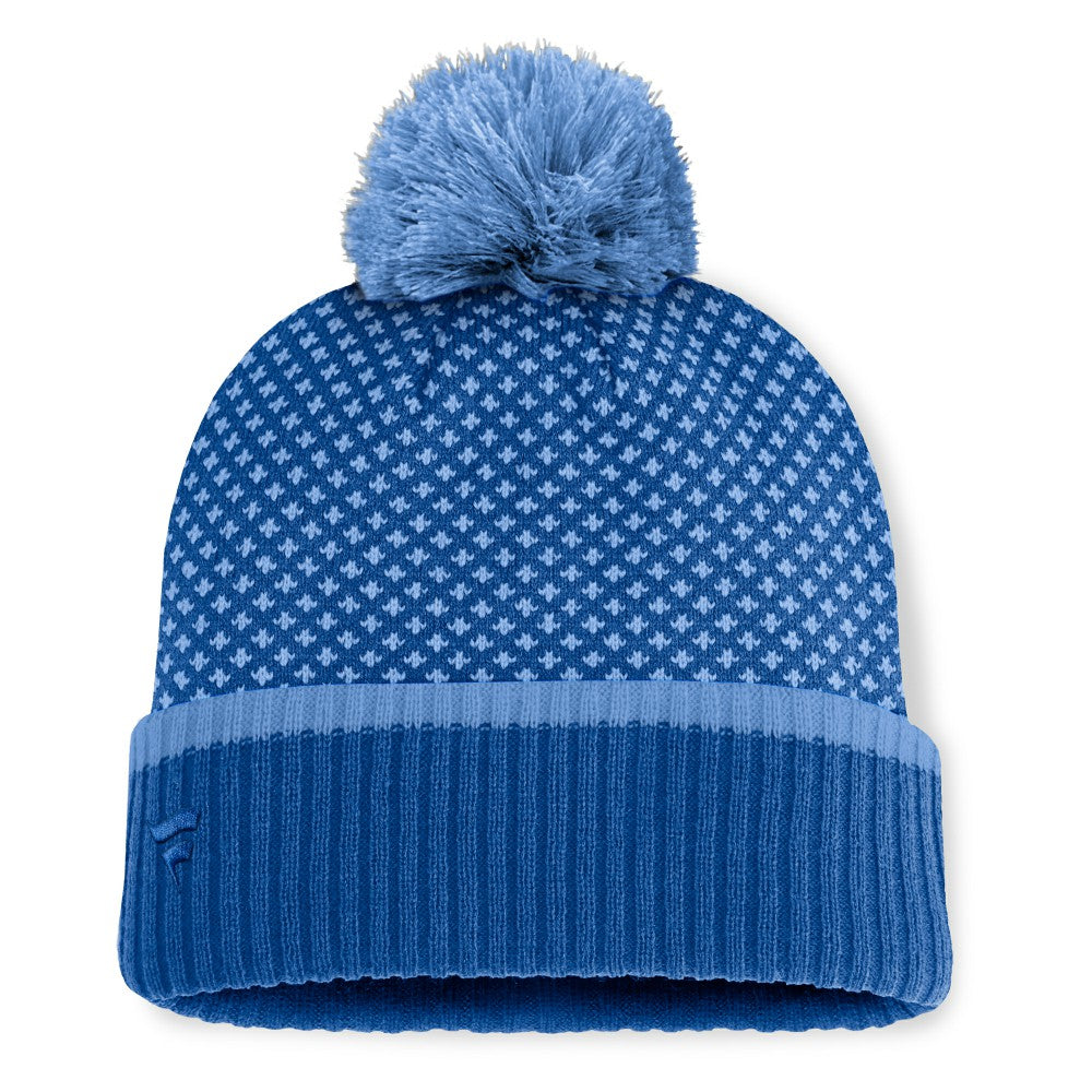 Kansas City Royals Fanatics Women's Fundamental Jacquard Cuffed Knit Hat with Pom - Royal - Fanatics Online