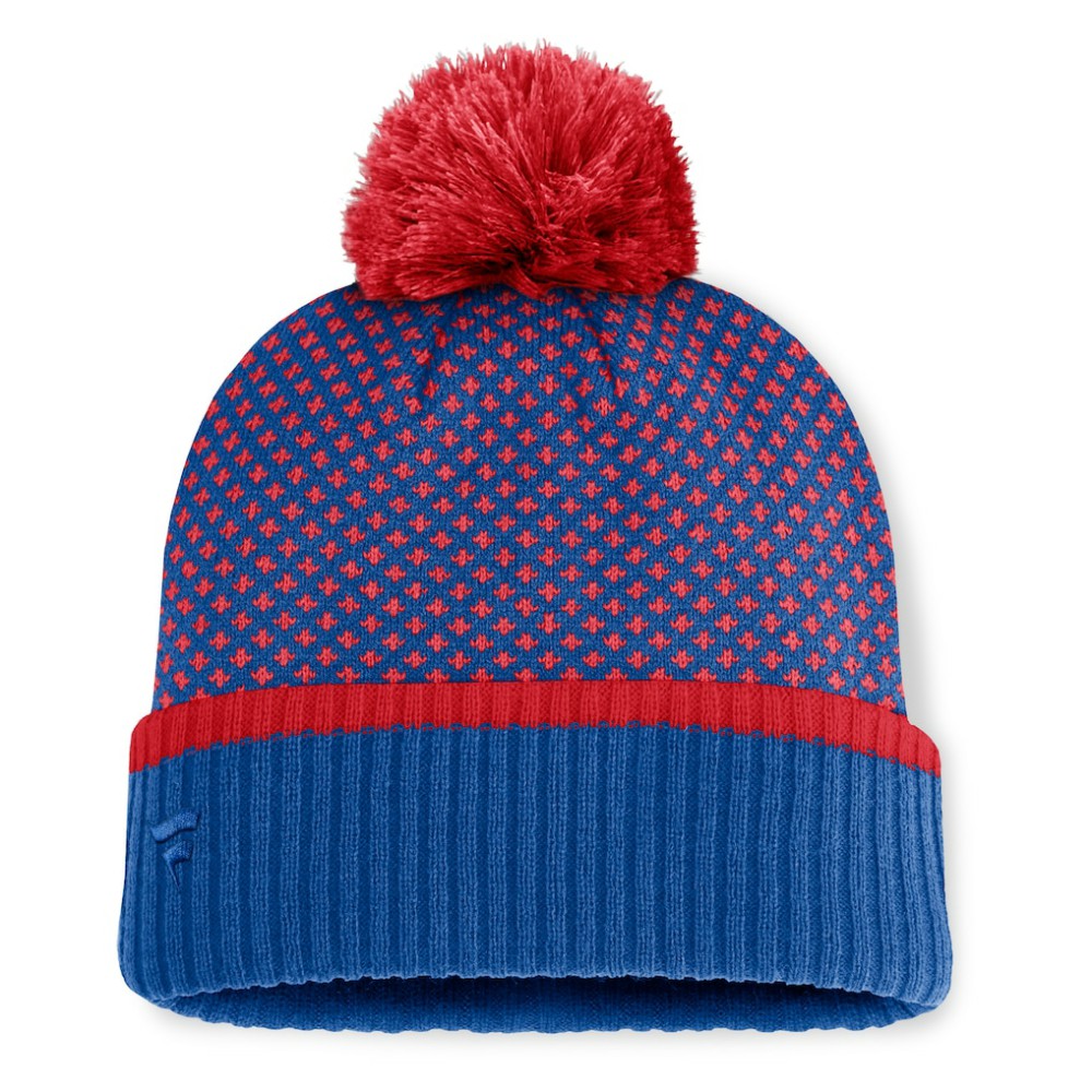 Chicago Cubs Fanatics Women's Fundamental Jacquard Cuffed Knit Hat with Pom - Royal - Fanatics on Sale