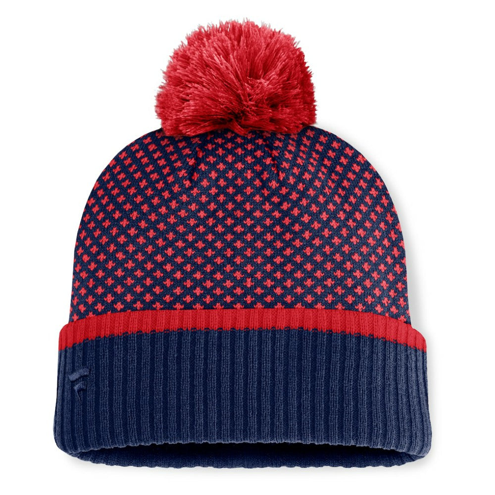 Boston Red Sox Fanatics Women's Fundamental Jacquard Cuffed Knit Hat with Pom - Navy - Fanatics Lifestyle