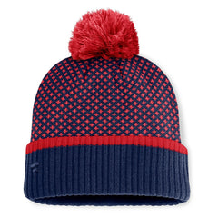Boston Red Sox Fanatics Women's Fundamental Jacquard Cuffed Knit Hat with Pom - Navy - Fanatics Lifestyle