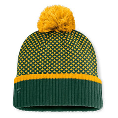 Athletics Fanatics Women's Fundamental Jacquard Cuffed Knit Hat with Pom - Green - Fanatics Sale