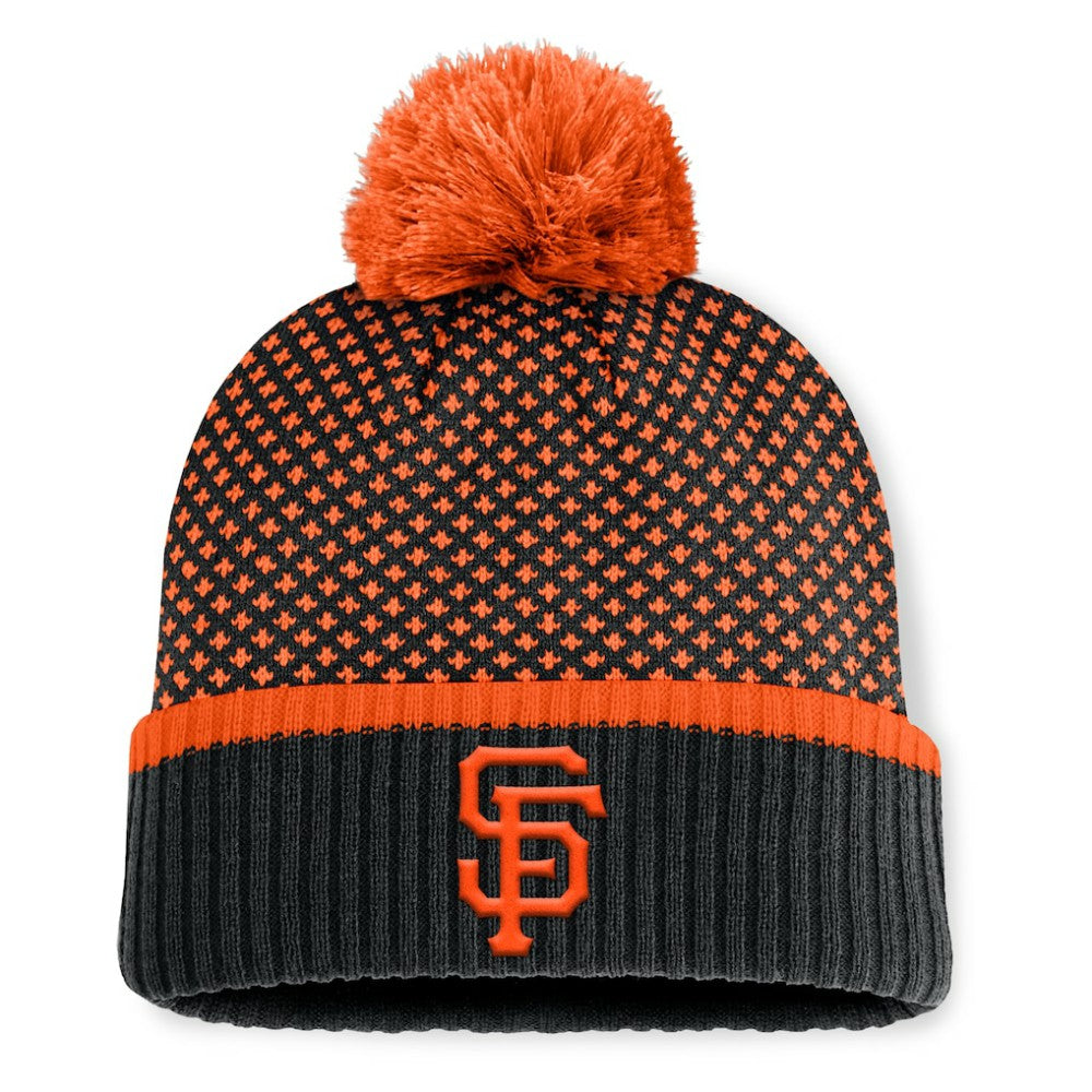 San Francisco Giants Fanatics Women's Fundamental Jacquard Cuffed Knit Hat with Pom - Black - Fanatics on Sale