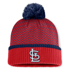 St. Louis Cardinals Fanatics Women's Fundamental Jacquard Cuffed Knit Hat with Pom - Red - Fanatics Sale