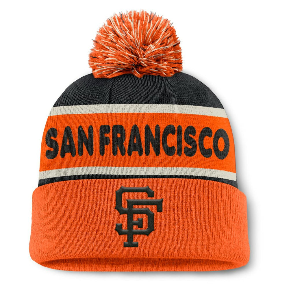 San Francisco Giants Fanatics Heritage Cuffed Knit Hat with Pom - Black/Orange - Fanatics Sale