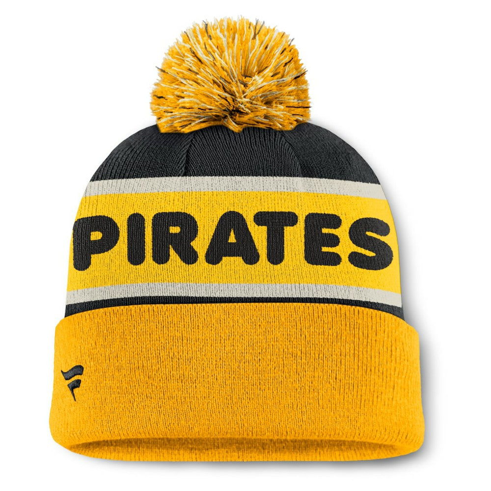 Pittsburgh Pirates Fanatics Heritage Cuffed Knit Hat with Pom - Black - Fanatics Online