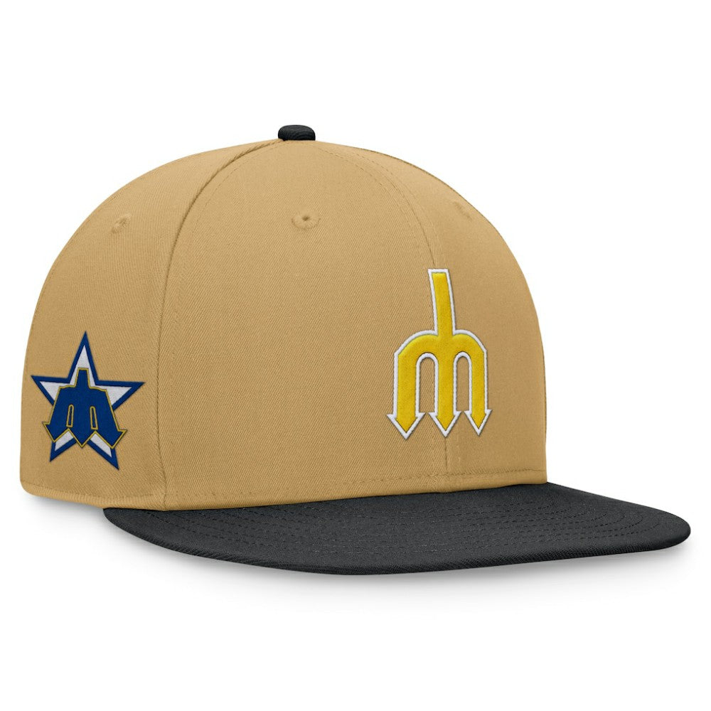 Seattle Mariners Fanatics  Heritage Two-Tone Fitted Hat - Khaki/Black - Fanatics Discount