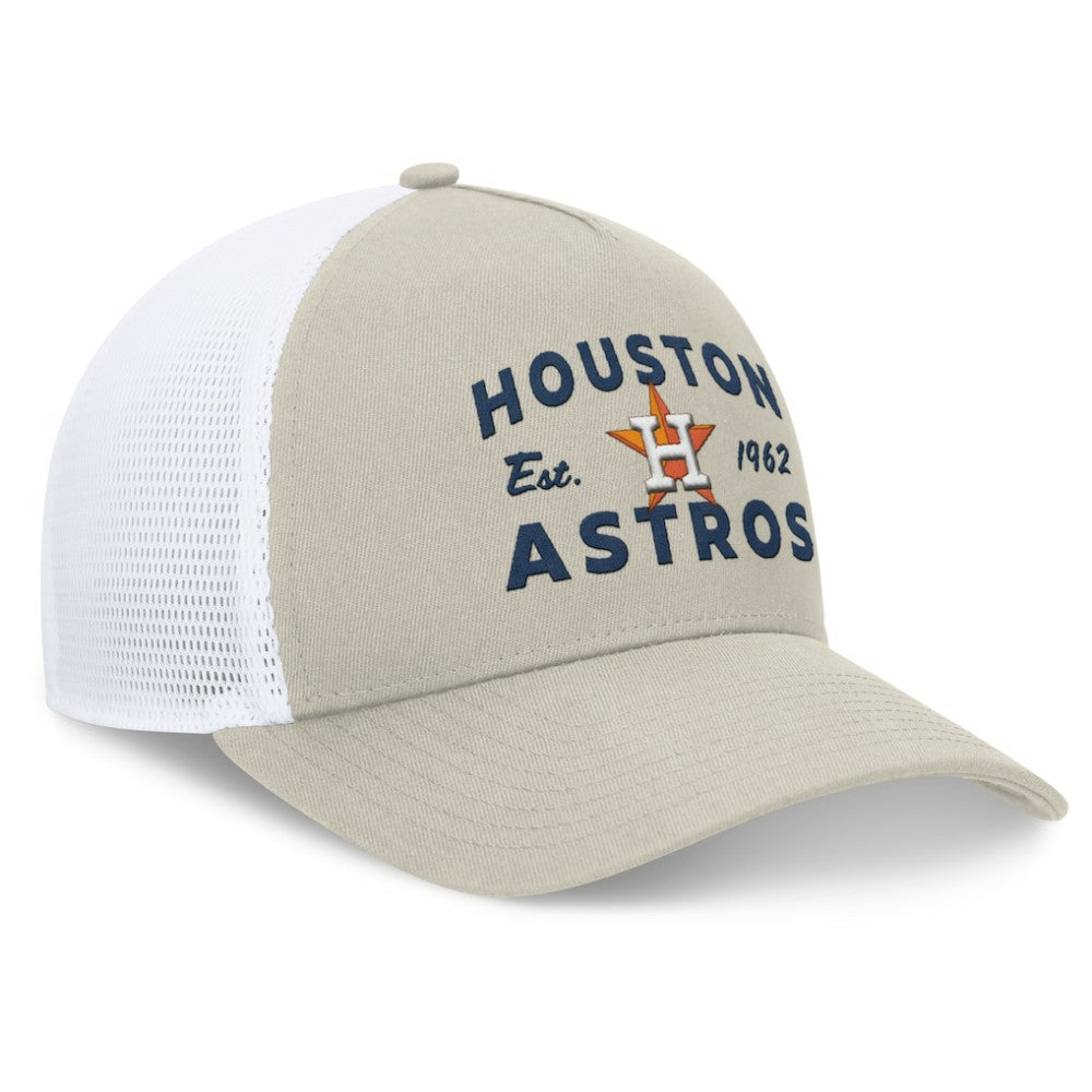 Houston Astros Fanatics A-Frame Trucker Adjustable Hat - Stone - Fanatics Lifestyle