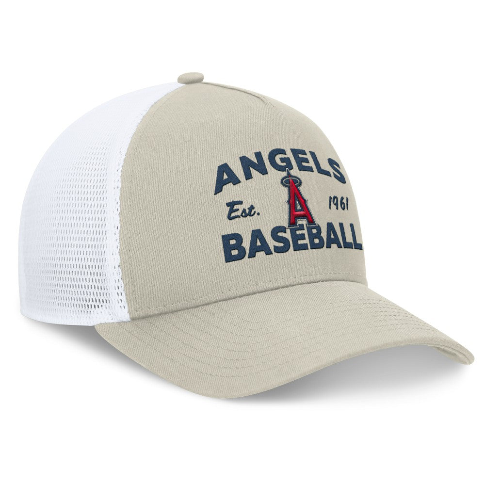 Los Angeles Angels Fanatics A-Frame Trucker Adjustable Hat - Stone - Fanatics Discount