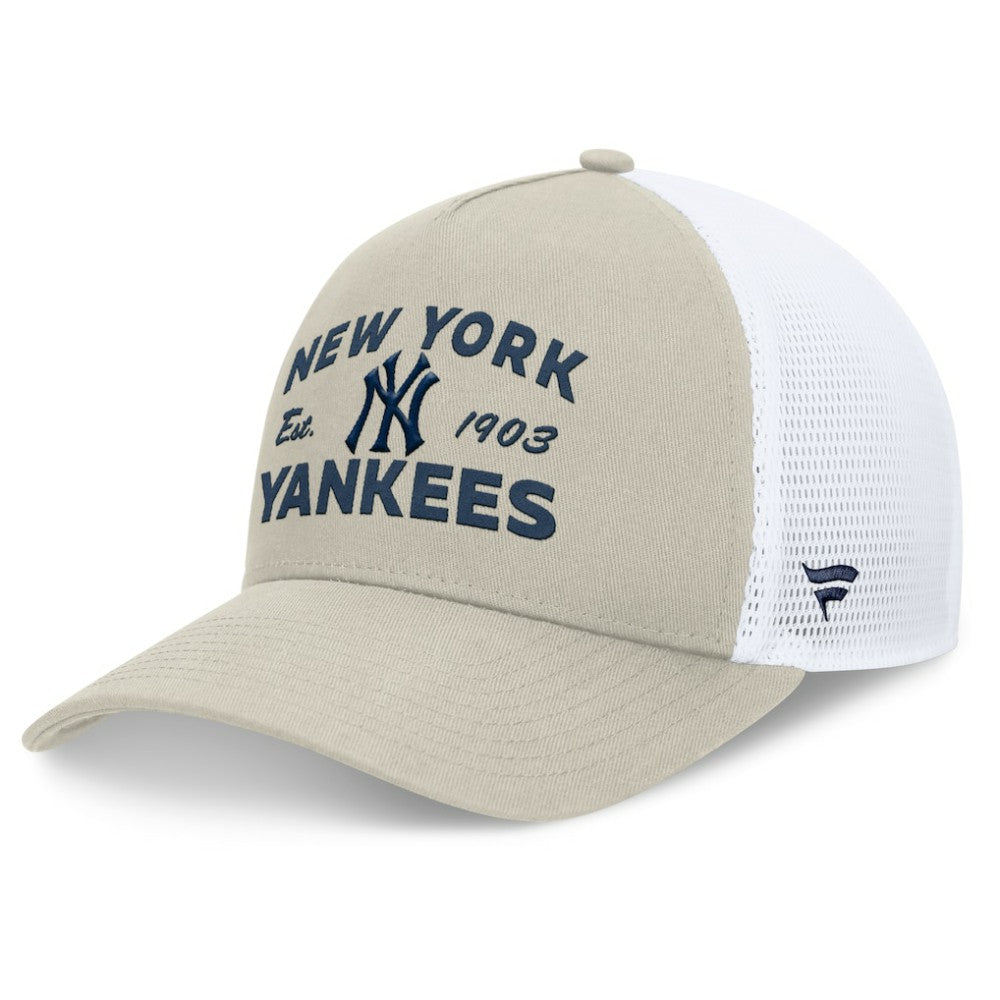 New York Yankees Fanatics A-Frame Trucker Adjustable Hat - Stone - Fanatics Lifestyle