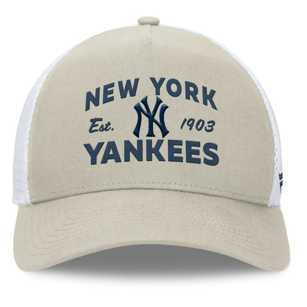 New York Yankees Fanatics A-Frame Trucker Adjustable Hat - Stone - Fanatics Lifestyle